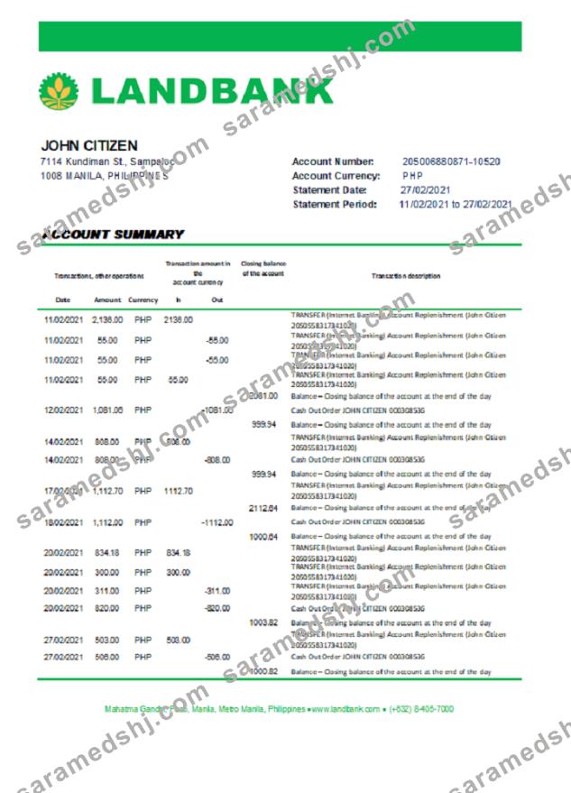 Philippines Land Bank of the Philippines excel pdf